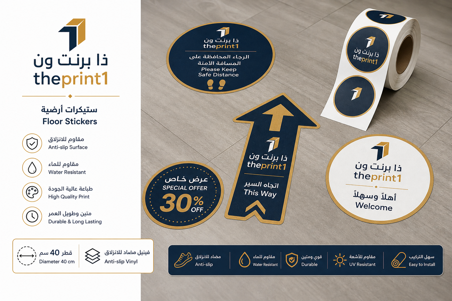 ستيكرات أرضية - ذا برنت ون - المقاس: قطر 40 سم - فينيل مانع للانزلاق