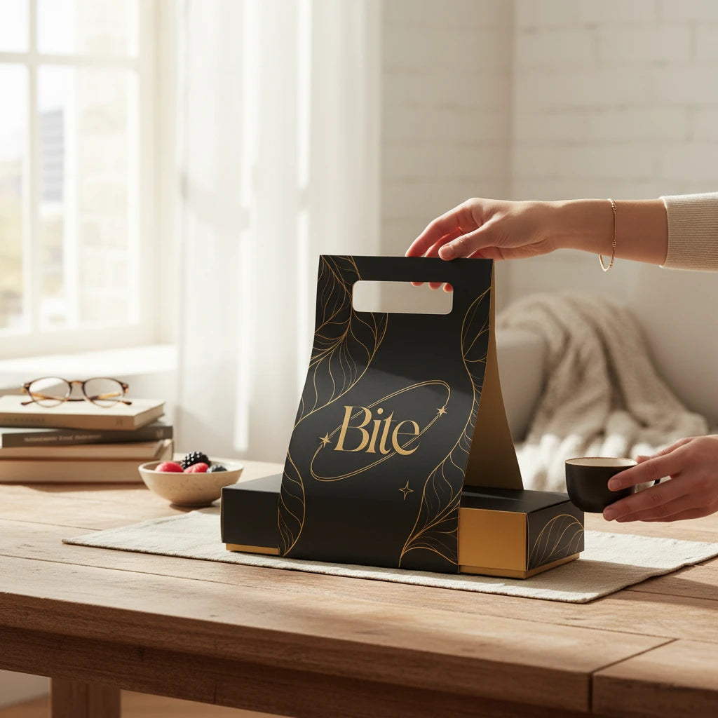 Product image 2: Luxury gift box in the shape of a bag/handheld carrier, suitable for sweets, snacks, or small gifts.