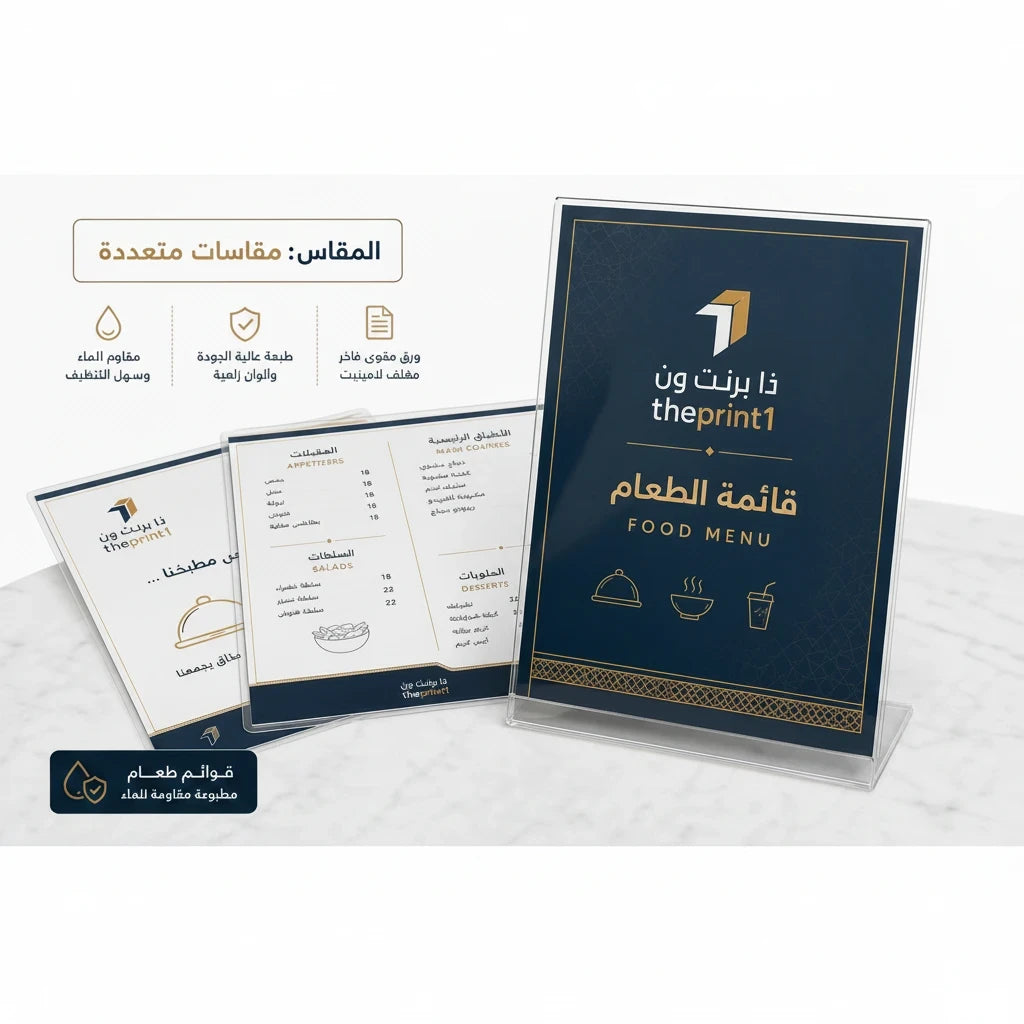 صورة المنتج 3: قوائم طعام احترافية مطبوعة بجودة عالية تصميم مخصص مقاومة للماء للمطاعم والمقاهي
