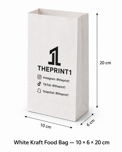 Product image 1: White kraft bags without handles for single-color printing — 10×6×20 cm