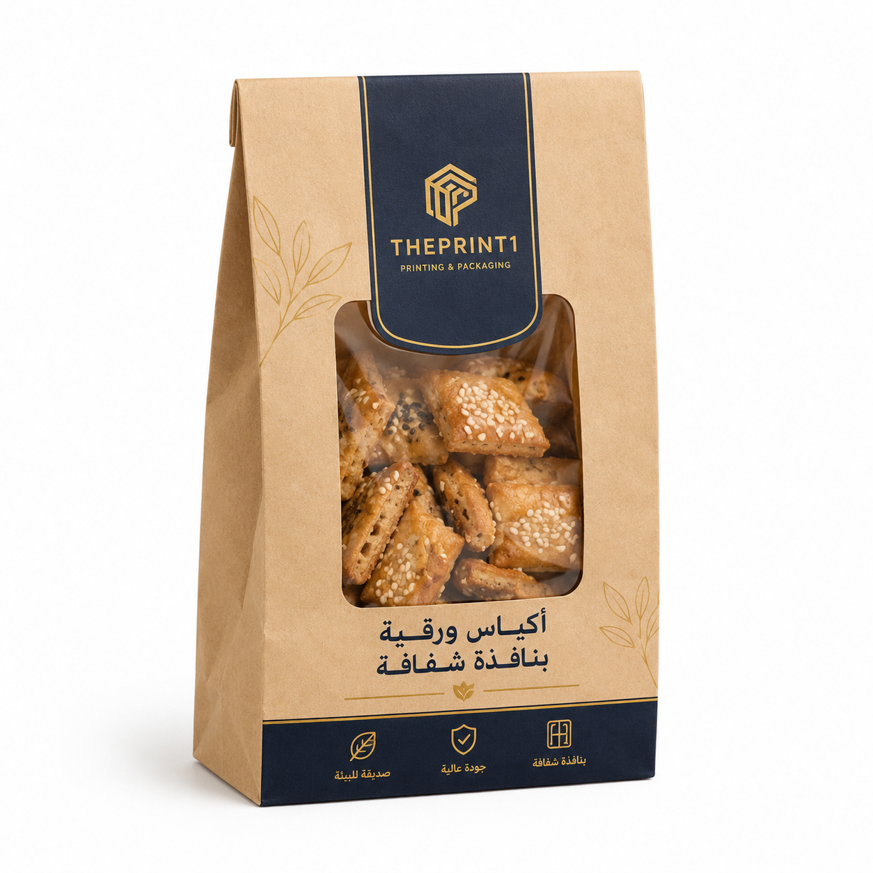 أكياس ورقية بنافذة شفافة