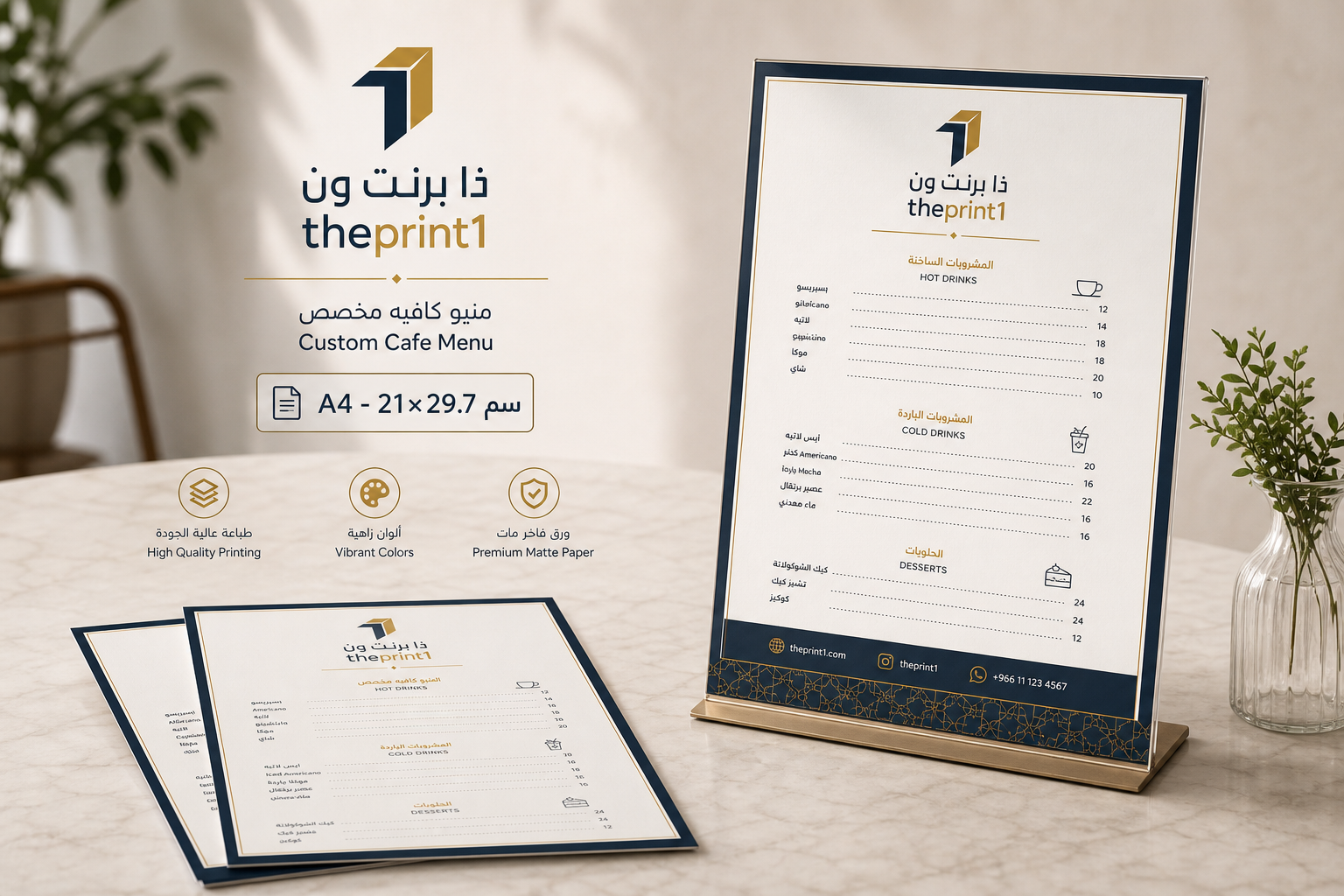 منيو كافيه مخصص - ذا برنت ون - المقاس: A4 21×29.7 سم