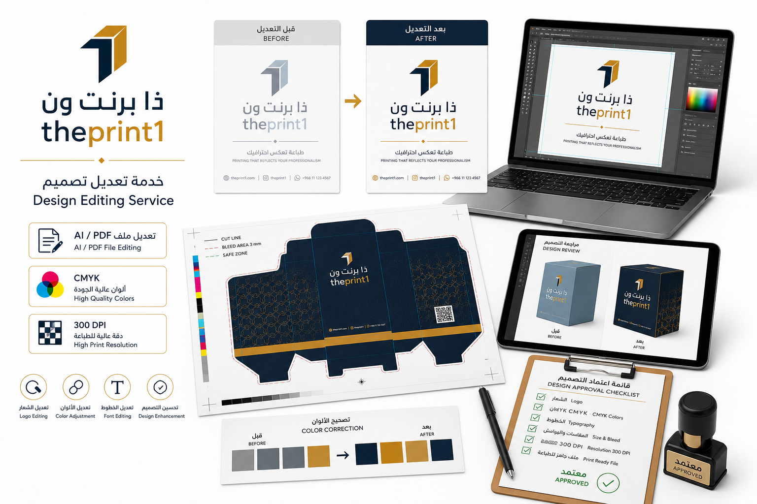خدمة تعديل تصميم - ذا برنت ون - المواصفات: تعديل ملف AI / PDF، CMYK، 300 DPI
