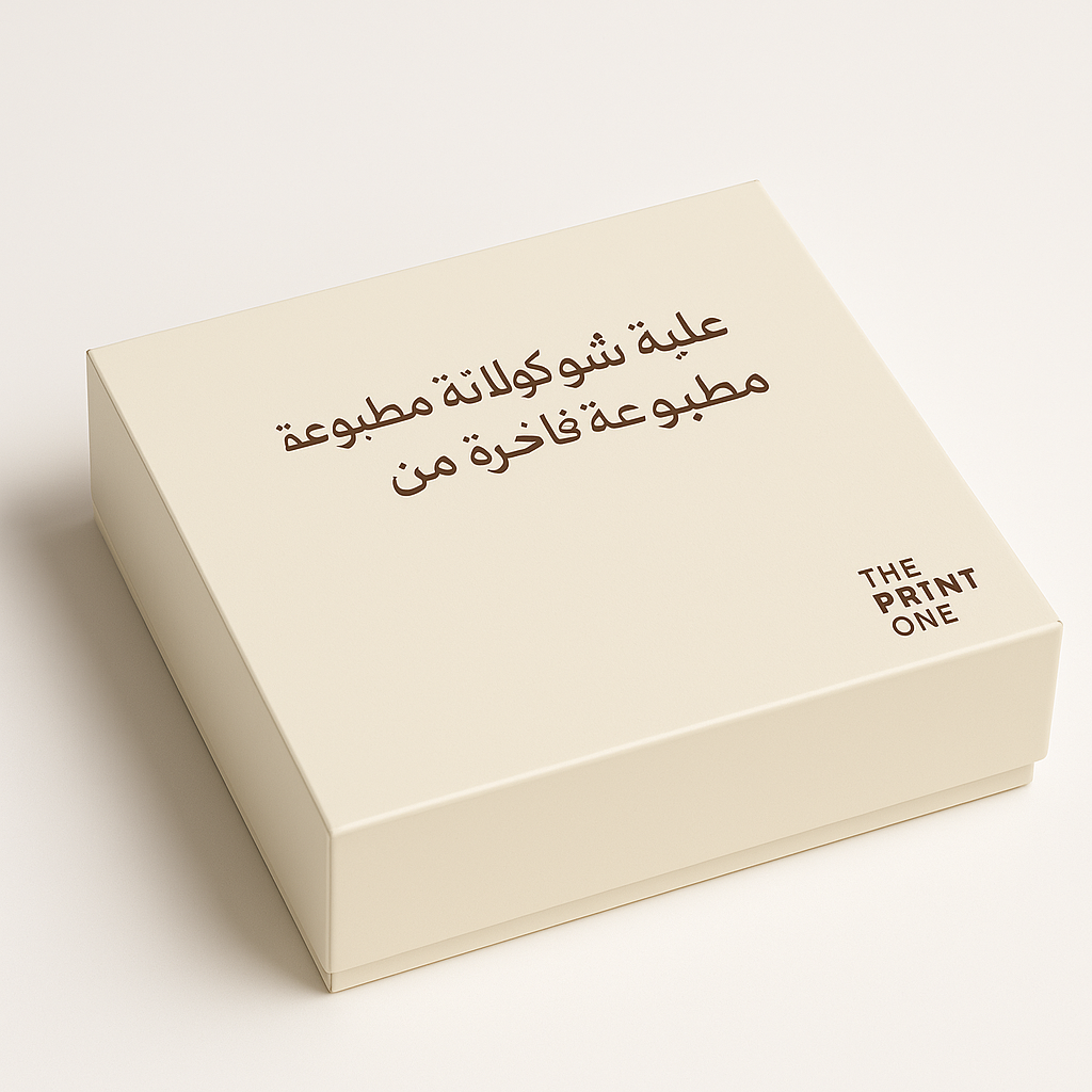 علبة شوكولاتة وتمور مطبوعة فاخرة من ذا برنت ون - طباعة مستلزمات المشروع، تجهيز بكج متجر، شرائط تغليف مطبوعة، شريط لاصق بشعار | ذا برنت ون