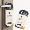تعليقة باب ورقية مطبوعة 24×10 سم | تصميم مخصص للفنادق والعروض - اطلب بكج تغليف كامل، اطلب تصميم تغليف منتج، طباعة بالأشعة فوق البنفسجية، طباعة حرارية على المنتجات | ذا برنت ون