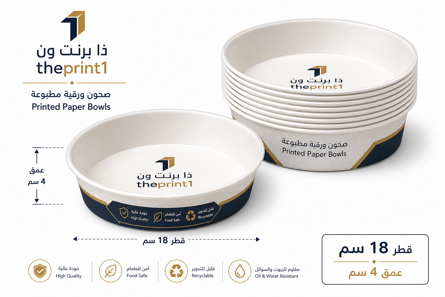 صحون ورقية مطبوعة - مستلزمات تغليف غذائي بالجملة، علب سفري للمطاعم، أكياس بن مطبوعة، أكياس قهوة بسحاب | ذا برنت ون