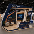 VELORA 4×4 logistics exhibition booth with custom print design