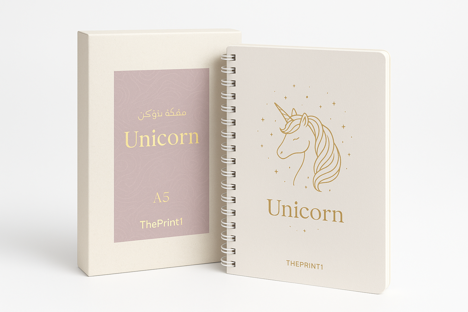طباعة مفكرة Unicorn- مقاس A5 - سلك أبيض