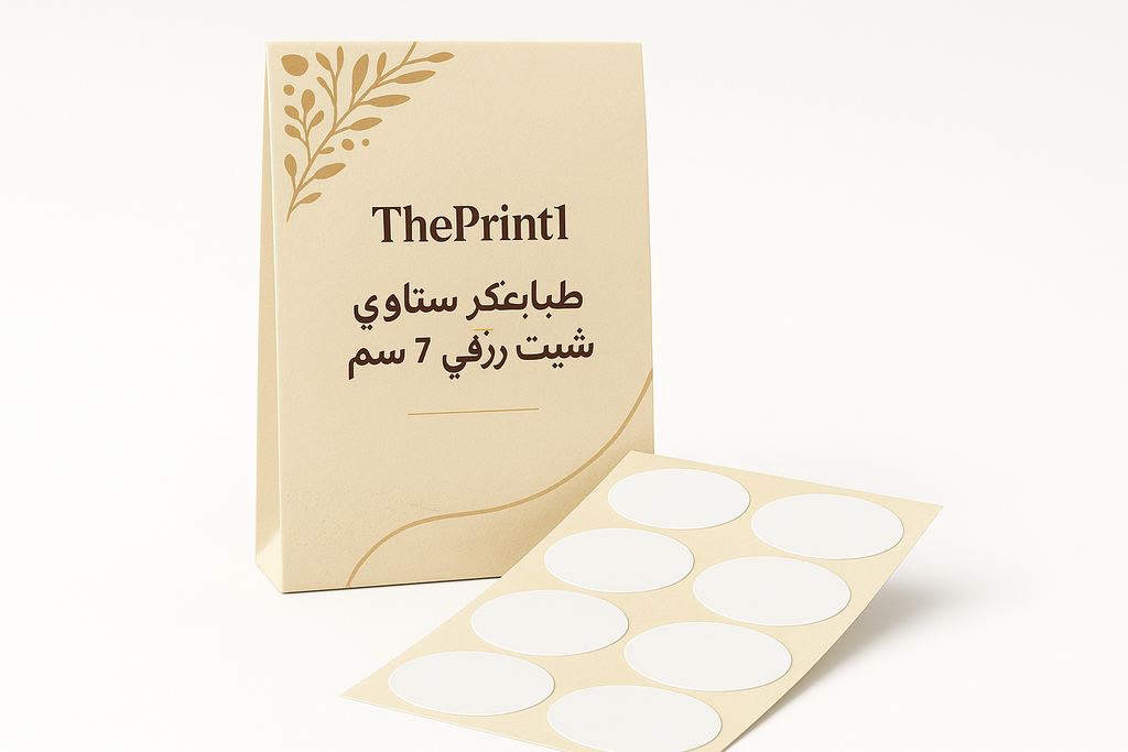 طباعة ستيكر بيضاوي شيت ورقي 11 في 7 سم - شرائط تغليف مطبوعة، شريط لاصق بشعار، اطلب بكج تغليف كامل، اطلب تصميم تغليف منتج | ذا برنت ون