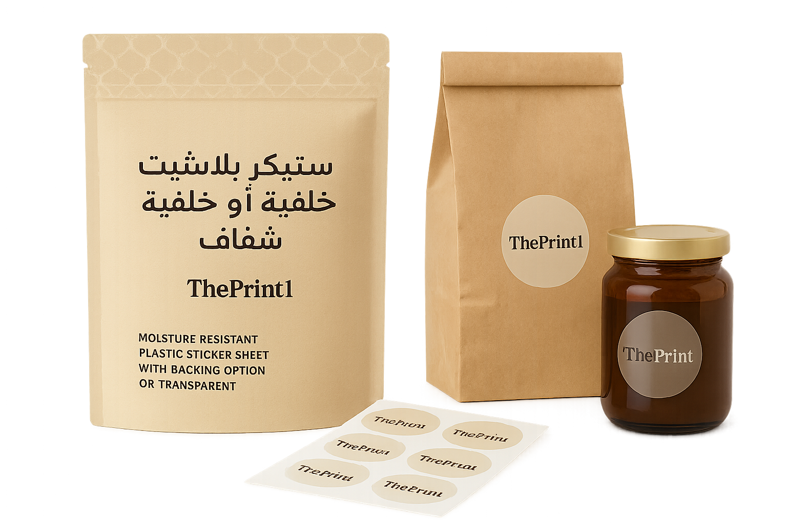 ستيكر بلاستيك شيت خلفية أو بدون خلفية شفاف - شرائط تغليف مطبوعة، شريط لاصق بشعار، اطلب بكج تغليف كامل، اطلب تصميم تغليف منتج | ذا برنت ون
